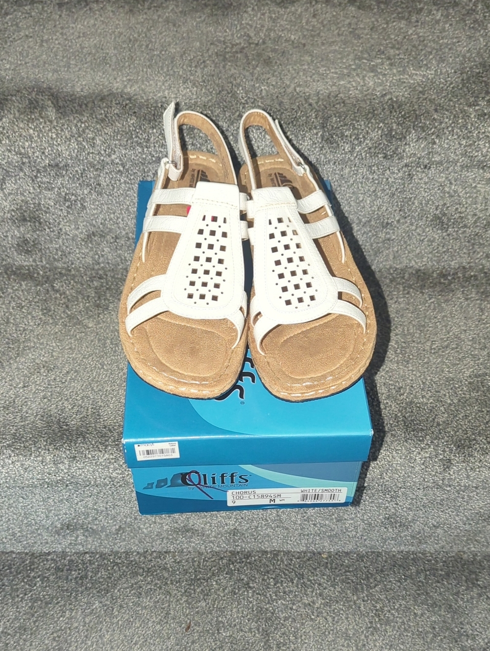 Cliffs by WHITE MOUNTAIN White Perforated Slingback Sandals with Tan Footbed